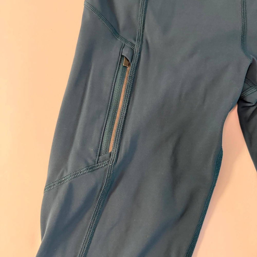 Athleta Rainier Tight Teal Neon Yellow High Rise Leggings‎ Zip Pockets XXS - Picture 9 of 16